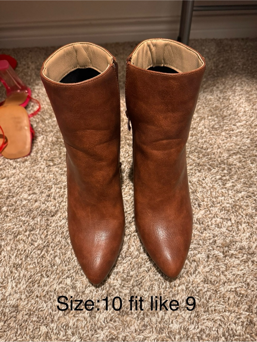 SHEIN Brown Pointed Toe Mid-Calf Heeled Boots